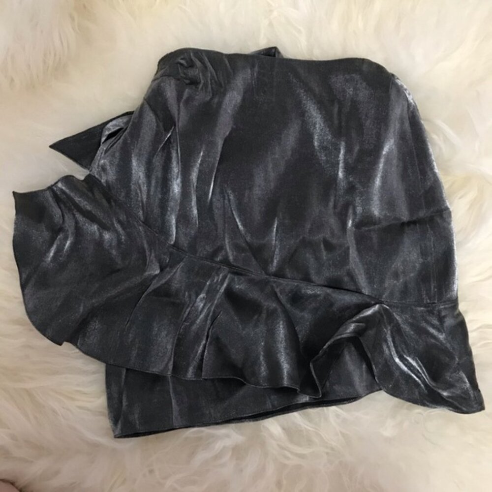 CINQ À SEPT Harley Wrap-effect Metallic Skirt - Picture 5 of 7